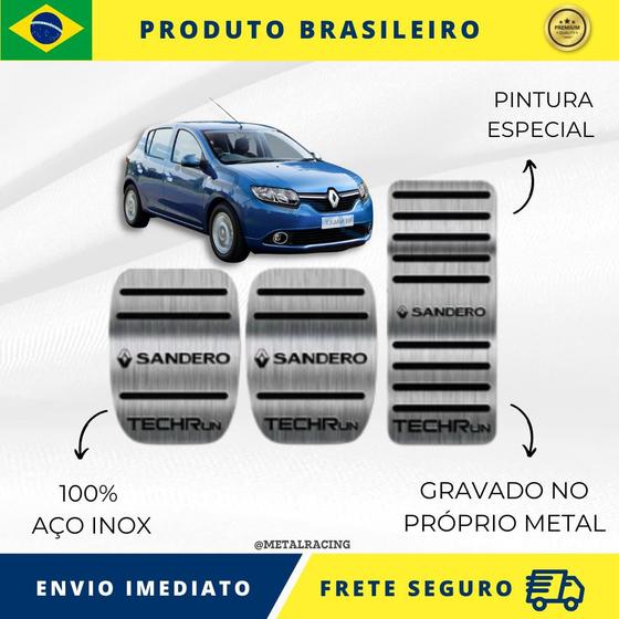 Imagem de KIT Pedaleira de Carro 100% AÇO INOX modelo do carro Renault Sandero Tech Run 2014 acima serve com perfeição Premium Envio Rápido Brasil