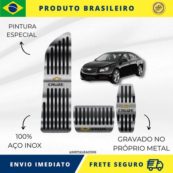 Imagem de KIT Pedaleira de Carro E Descanso de PÉ 100% AÇO INOX modelo do carro Chevrolet Cruze 2011 Acima  Envio Rápido Brasil