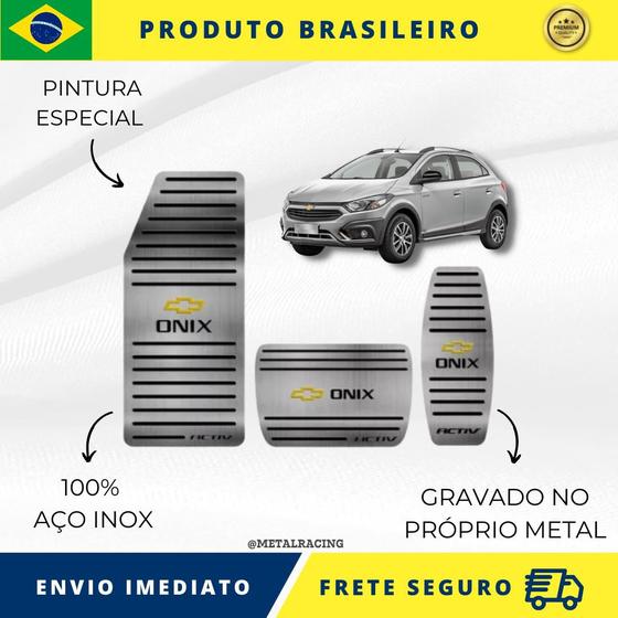 Imagem de KIT Pedaleira de Carro E Descanso de PÉ 100% AÇO INOX modelo do carro Chevrolet Onix Activ 2017 Acima  Envio Rápido Brasil