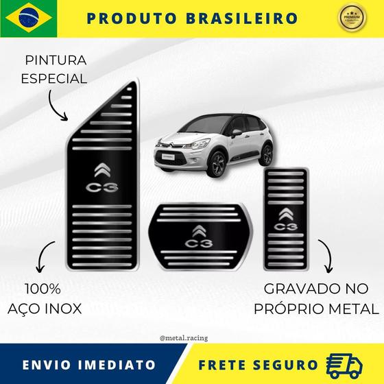 Imagem de KIT Pedaleira de Carro E Descanso de PÉ 100% AÇO INOX modelo do carro  Citroen C3 2003 Acima   Envio Rápido Brasil