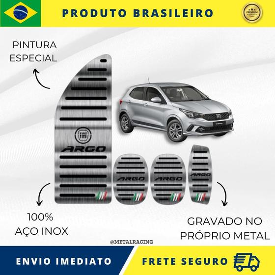 Imagem de KIT Pedaleira de Carro E Descanso de PÉ 100% AÇO INOX modelo do carro Fiat Argo Itália 2016 acima Envio Rápido Brasil