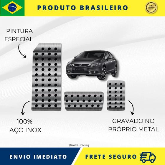 Imagem de KIT Pedaleira de Carro E Descanso de PÉ 100% AÇO INOX modelo do carro Honda Civic 2012 Acima  Envio Rápido Brasil