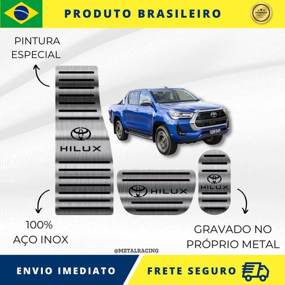 Imagem de KIT Pedaleira de Carro E Descanso de PÉ 100% AÇO INOX modelo do carro Toyota Hilux Full 1968 acima  Envio Rápido Brasil