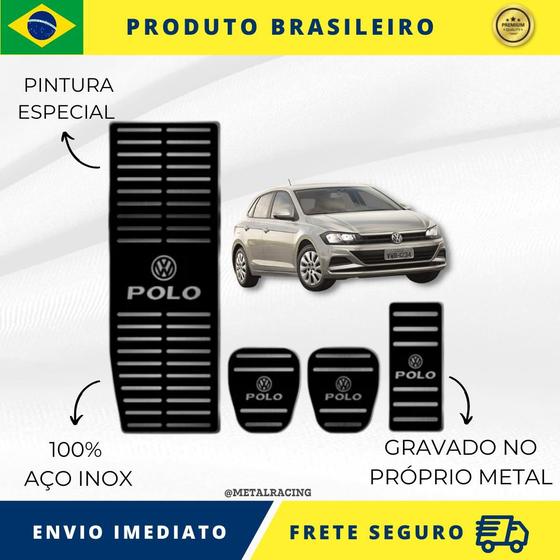 Imagem de KIT Pedaleira de Carro E Descanso de PÉ 100% AÇO INOX modelo do carro Volkswagen Polo 2018 Manual Envio Rápido Brasil