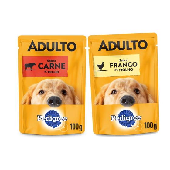 Imagem de Kit Pedigree Sachê Cães Adultos Carne + Frango - 18 Unidades