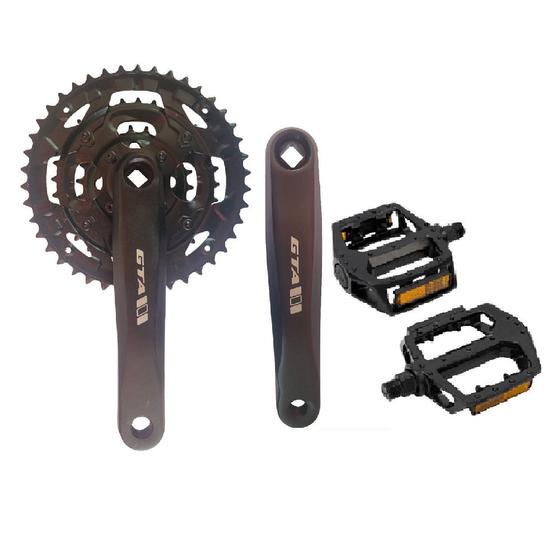 Imagem de Kit Pedivela Triplo Alumínio 24/34/42 + Pedal Alumínio 9/16