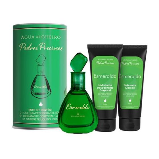 Imagem de Kit Pedras Preciosas Esmeralda (Deo-colonia 50 ml + hidratante 100 ml + sabonete liquido 100 ml)