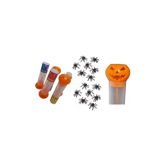 Imagem de Kit Pegadinha Halloween Aranha + Tubo Bolha Divertido Assustar