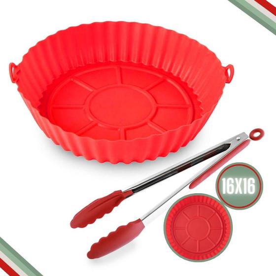 Imagem de Kit Pegador 21Cm E Forma De Silicone Airfryer 16X16Cm Fritar