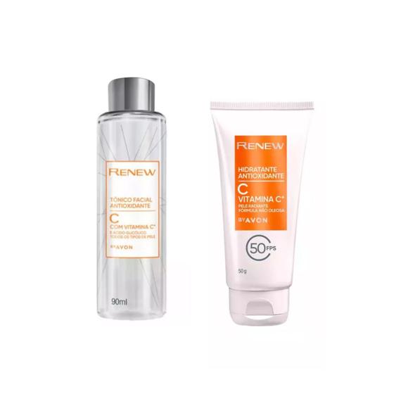 Imagem de Kit Pele do rosto Hidratante Vitamina C Antienvelhecimento Renew Skin care Avon 