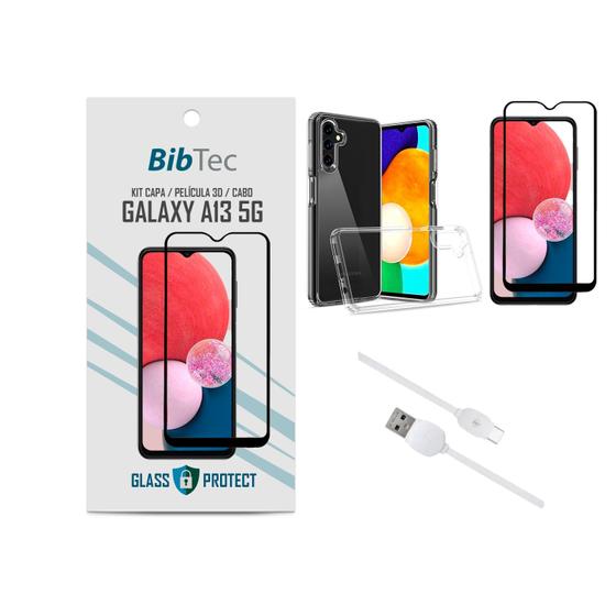 Imagem de Kit Película 3D + Capa Transparente + Cabo USB Tipo C Samsung Galaxy A13