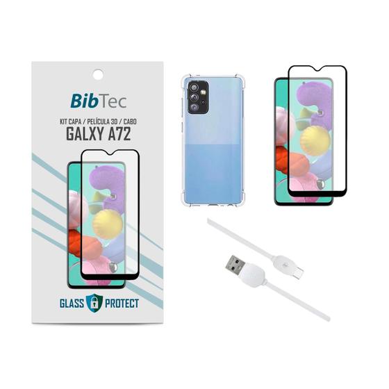 Imagem de Kit Película 3D + Capa Transparente + Cabo USB Tipo C Samsung Galaxy A72