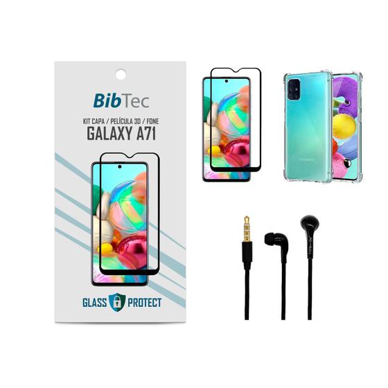 Imagem de Kit Película 3D + Capa Transparente + Fone de Ouvido para Samsung Galaxy A71