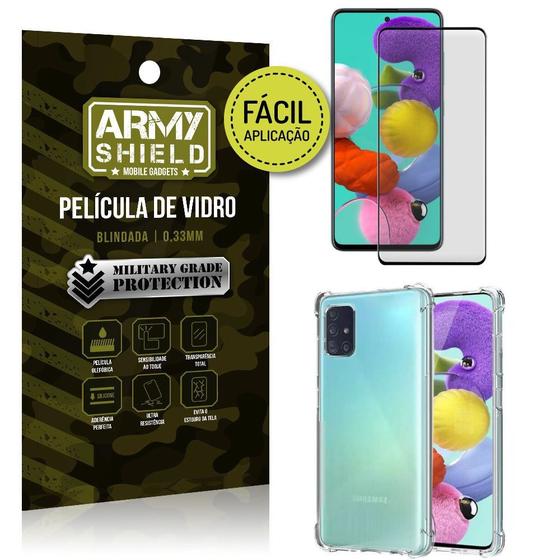 Imagem de Kit Película 3D Fácil Aplicação Galaxy A51 Película 3D + Capa Anti Impacto - Armyshield