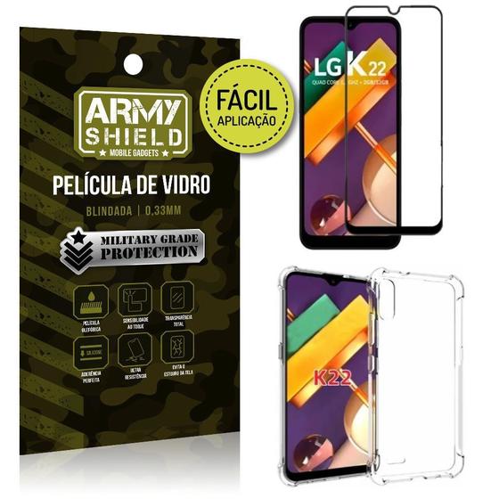 Imagem de Kit Película 3D Fácil Aplicação LG K22 Película 3D + Capa Anti Impacto - Armyshield