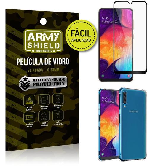 Imagem de Kit Película 3D Fácil Aplicação Samsung Galaxy A50 Película 3D + Capa Anti Impacto - Armyshield