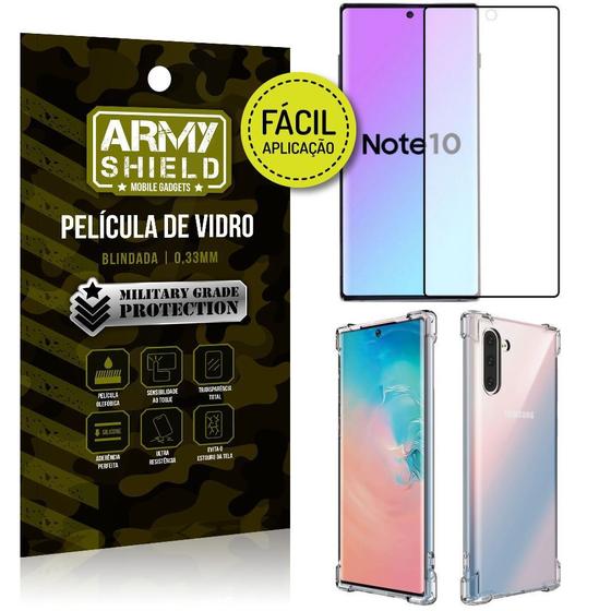 Imagem de Kit Película 3D Fácil Aplicação Samsung Galaxy Note 10 Película 3D + Capa Anti Impacto - Armyshield