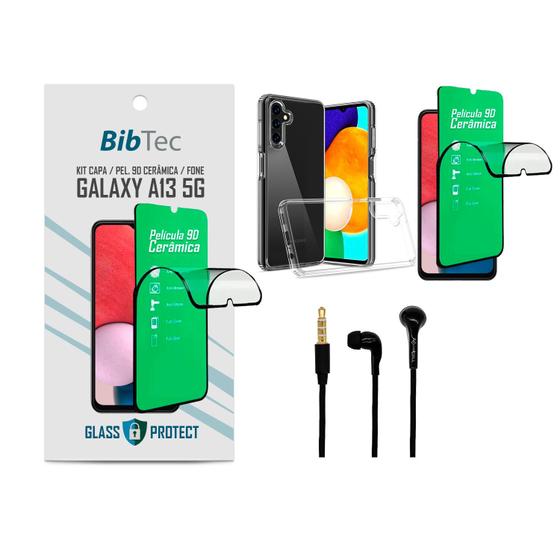 Imagem de Kit Película 9D Cerâmica + Capa Transparente + Fone de Ouvido Samsung Galaxy A13 5G