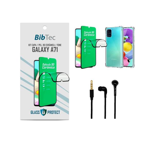 Imagem de Kit Película 9D Cerâmica + Capa Transparente + Fone de Ouvido Samsung Galaxy A71