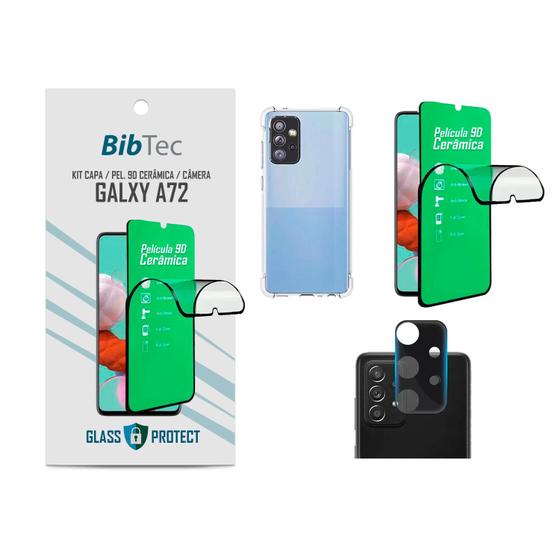 Imagem de Kit Película 9D Cerâmica + Capa Transparente + Película de Câmera Samsung Galaxy A72