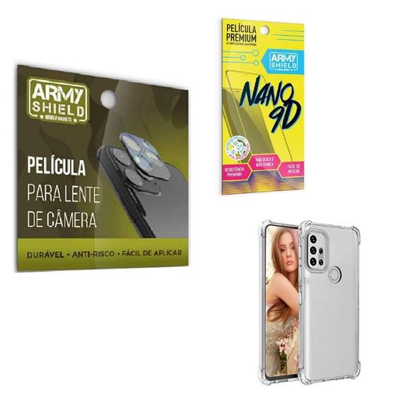 Imagem de Kit Película De Câmera E Tela Moto G20 + Capinha Anti Shock