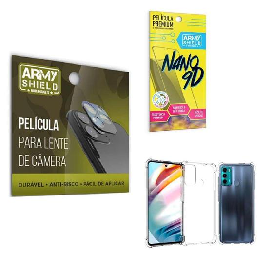 Imagem de Kit Película De Câmera E Tela Moto G60 + Capinha Anti Shock