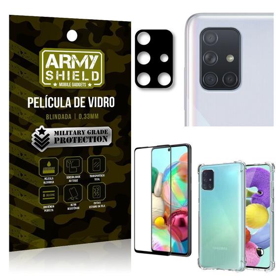 Imagem de Kit Película de Câmera Galaxy A71 + Película 3D + Capa Anti Impacto - Armyshield