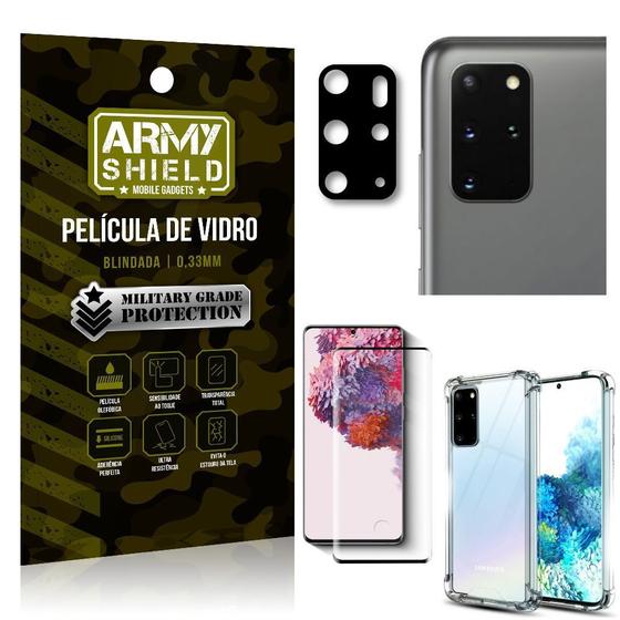 Imagem de Kit Película de Câmera Galaxy S20 Plus + Película 3D + Capa Anti Impacto - Armyshield