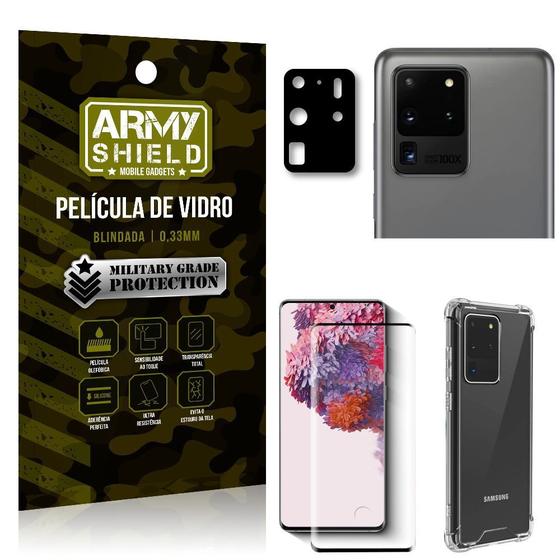 Imagem de Kit Película de Câmera Galaxy S20 Ultra + Película 3D + Capa Anti Impacto - Armyshield