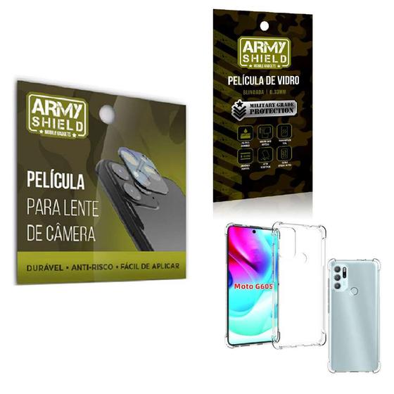 Imagem de Kit Película de Camêra Moto G60 S + Película de Vidro 3D e Capinha Anti Shock - Armyshield