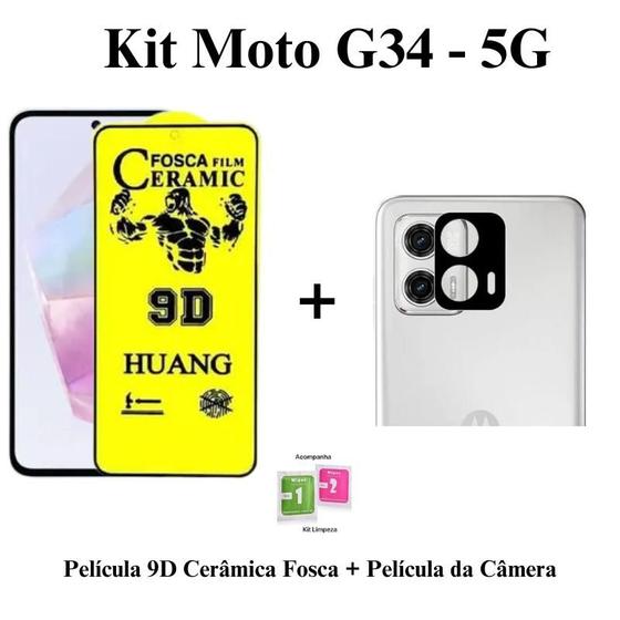 Imagem de Kit Película de Cerâmica Fosca Flexível + Película de Câmera Traseira para Moto G34 5G