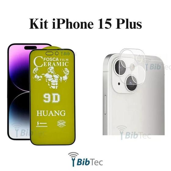 Imagem de Kit Película de Cerâmica Fosca + Película Câmera Traseira para Iphone 15 Plus