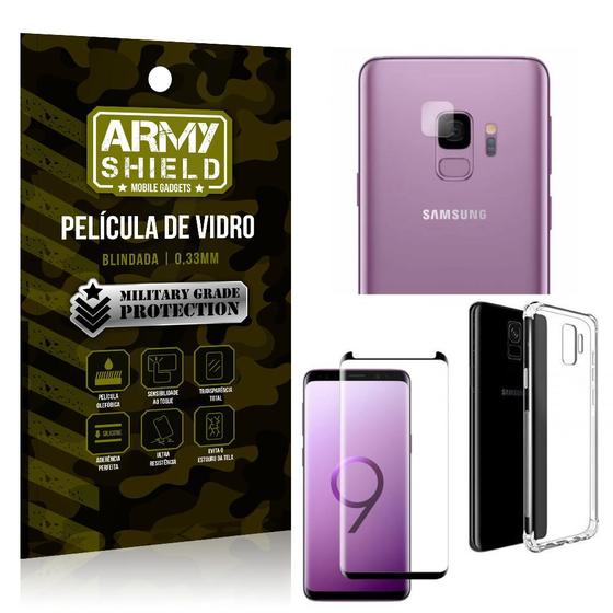 Imagem de Kit Película de Lente Câmera + Película de Vidro + Capa Silicone Samsung Galaxy S9 - Armyshield