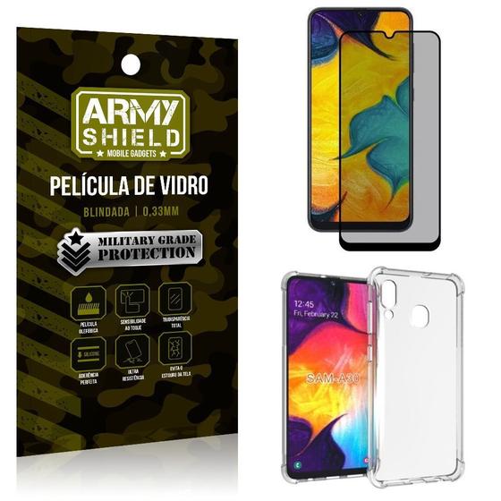 Imagem de Kit Película de Vidro 3D Anti Espião Curioso Galaxy A30 + Capa Anti Impacto - Armyshield