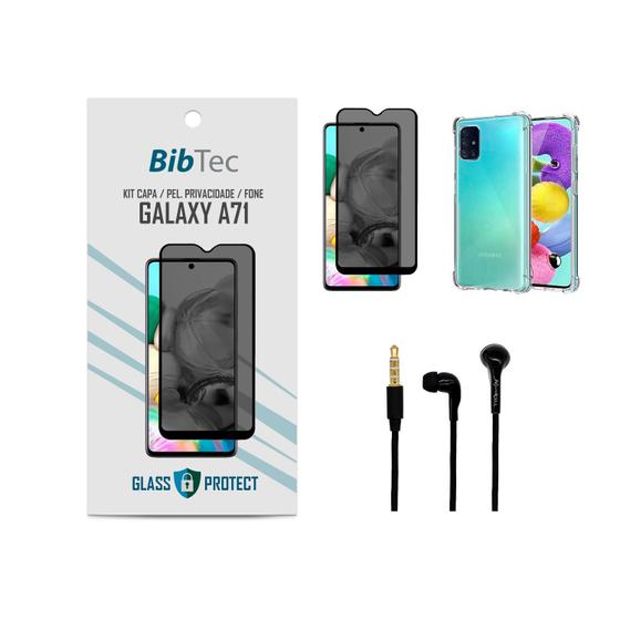 Imagem de Kit Película Privacidade 3D + Capa Transparente + Fone de Ouvido Samsung Galaxy A71