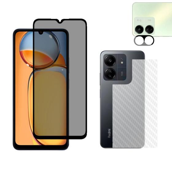 Imagem de Kit Película Privacidade, Película Skin e Câmera Compatível Com Redmi 13c