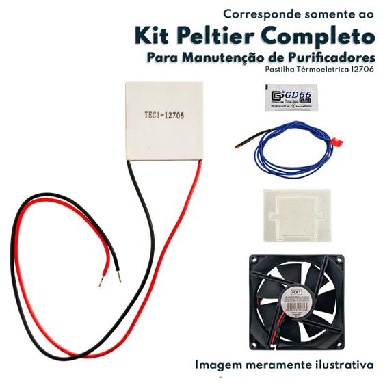 Imagem de Kit Peltier 12706 Sensor NTC Cooler 12V Pasta Térmica 5g e Junta Adesiva Para de Purificador de Água - A12444401