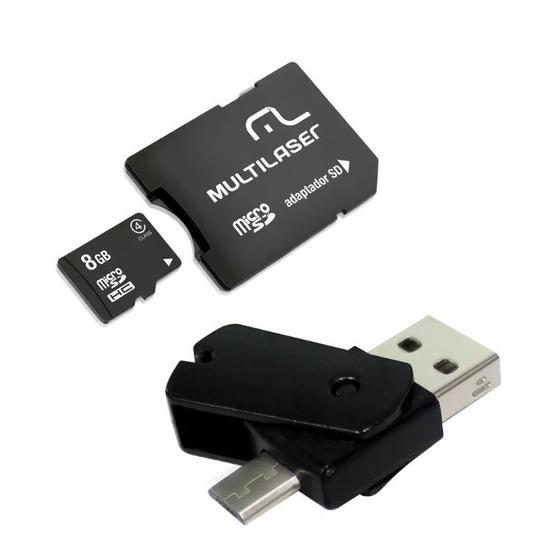 Imagem de Kit Pen Drive Dual Drive OTG + Micro SD 8GB + Adaptador SD Multilaser MC130