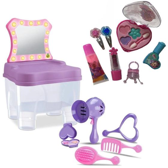 Imagem de Kit Penteadeira Infantil Camarim + Acessórios de Maquiagem