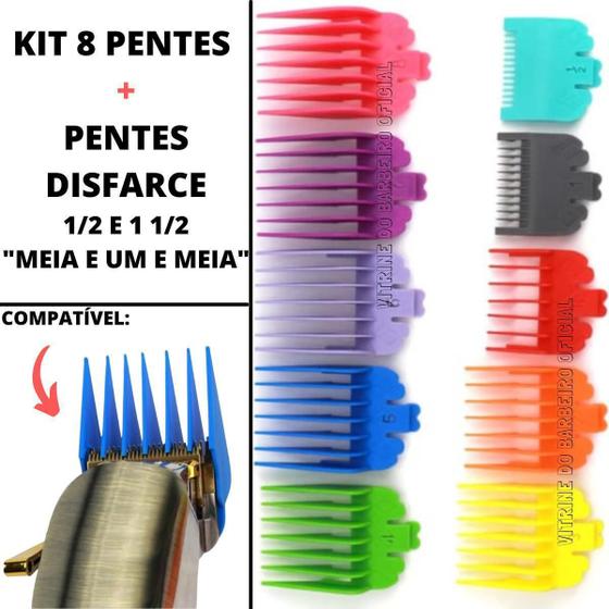 Imagem de Kit Pentes 1 Ao 8 Com Pente De Disfarce Profissional