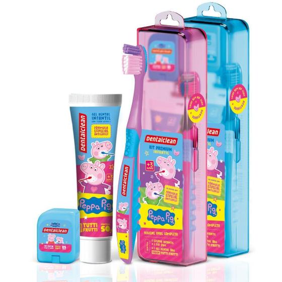 Imagem de Kit Peppa Pig Escova + Fio Dental + Gel Dental - Dentalclean