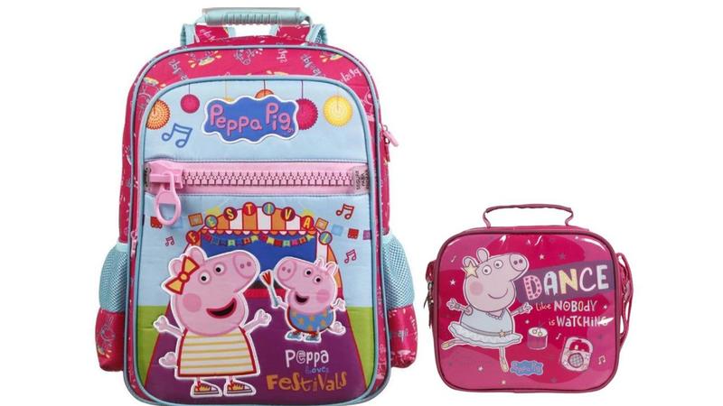 Peppa Pig Mochila Escolar George Pig Color Rosa Y Azul Terciopelo  Jm