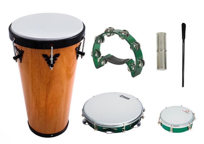 Kit Percussão Md Timba MeiaLua Pandeiro Tamborim Ganzá PHX