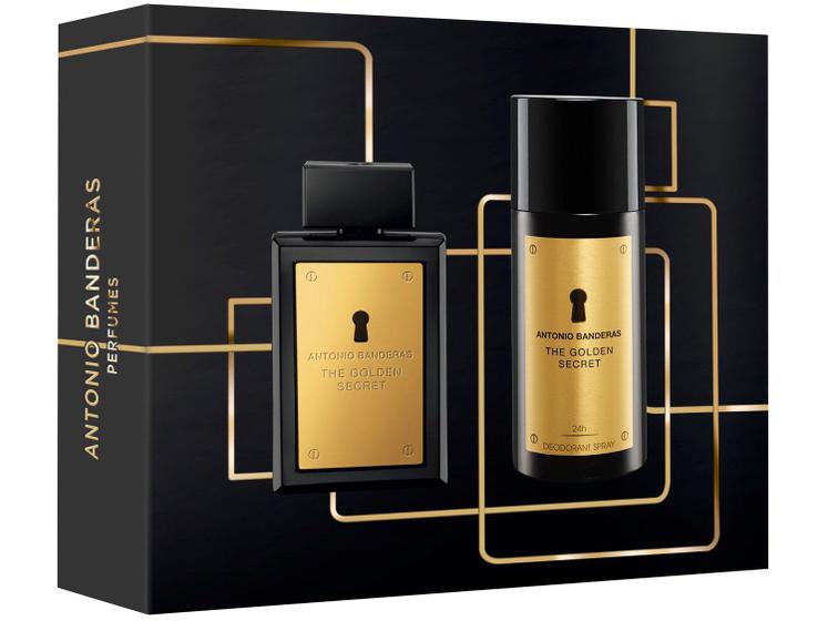 Kit Perfume Antonio Banderas Golden Secret - Masculino Eau de Toilette 100ml com Desodorante Imagem de Kit Perfume Antonio Banderas Golden Secret