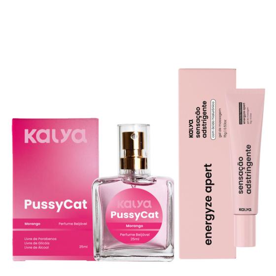 Imagem de Kit Perfume Beijável Feminino Pussycat e Gel Adstringente Com Ácido Hialurônico Energyze Apert - Kalya
