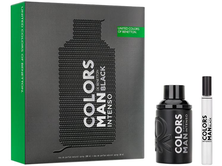 Kit Perfume Benetton Collors Man Black Intenso Menor preço em Kit Perfume Benetton Collors Man Black Intenso