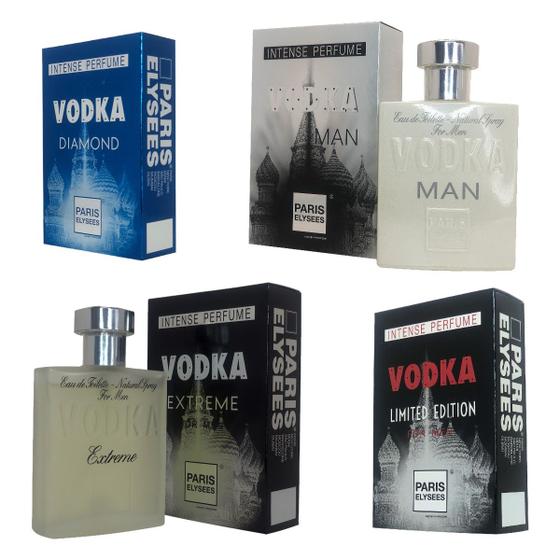 Imagem de Kit Perfume Vodka Diamond + Vodka Man + Vodka Limited + Vodka Extreme Masculino 100ml