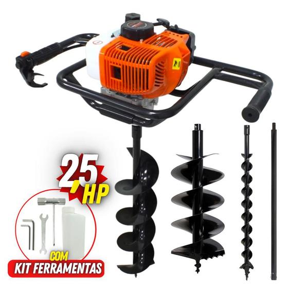 Imagem de KIT Perfurador de Solo Vulcan VPS520-S com Broca 80x15cm + Brocas 80x6cm e 80x30cm + Extensão 80cm