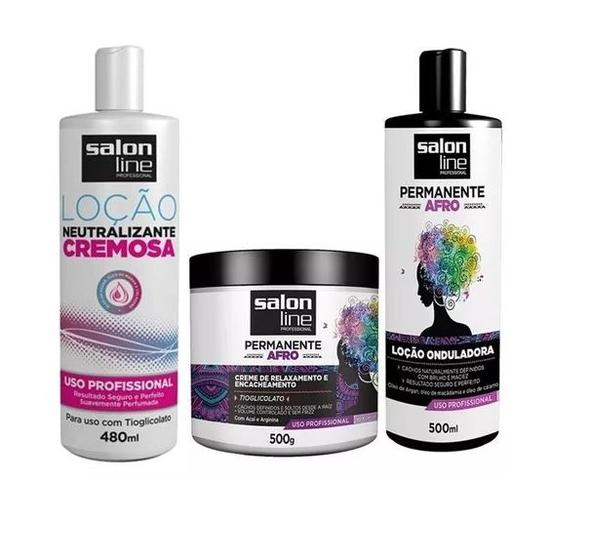 Imagem de Kit Permanente Afro Salon Line - 3 Produtos