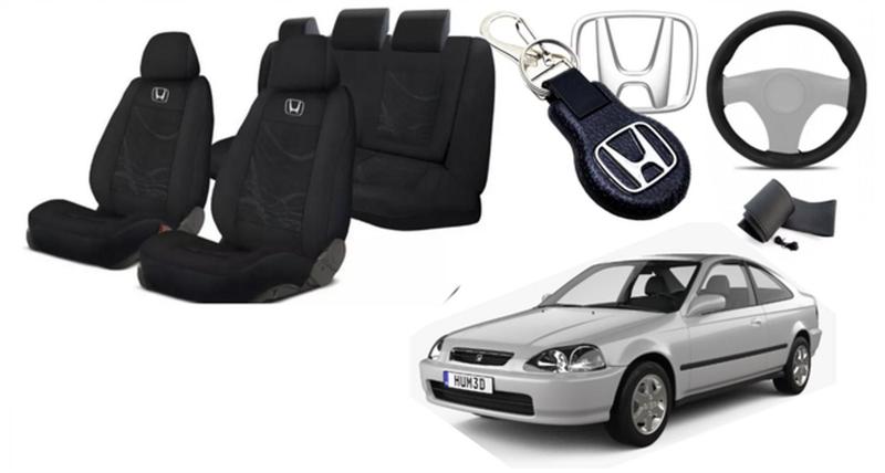 Imagem de Kit Personalizado Capas Tecido Estofado Civic 95-99 + Volante + Chaveiro